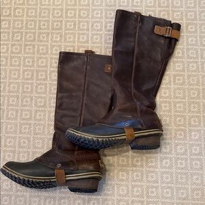 Brown and Black Knee-High Boots